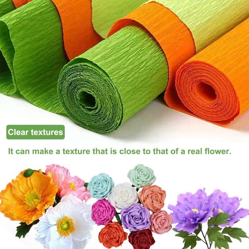 Flower Wrap Kraft - 50 × 250 センチメートル色クレープ紙ロール折り紙しわクレープ紙クラフト DIY 花装飾ギフト包装紙クラフト
