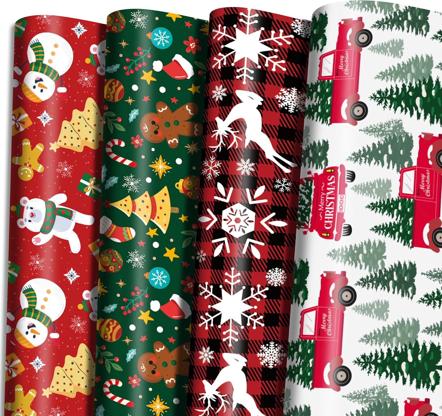 Flower Wrap Kraft - 4 個クリスマスクラフト包装紙クリスマスツリーサンタクロースパターンギフト花束包装紙結婚式パーティーの装飾