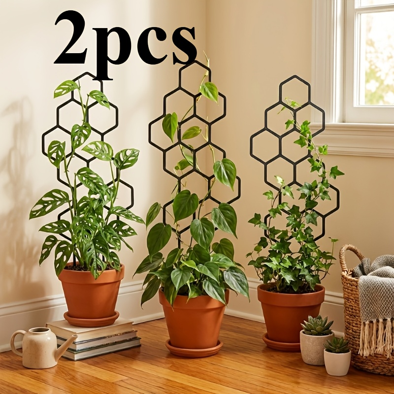 Florist Supp - 2個入り ハニカム型植物用トレリス 鉢植えのつる性植物用サポート 省スペース 室内/屋外ガーデニング用