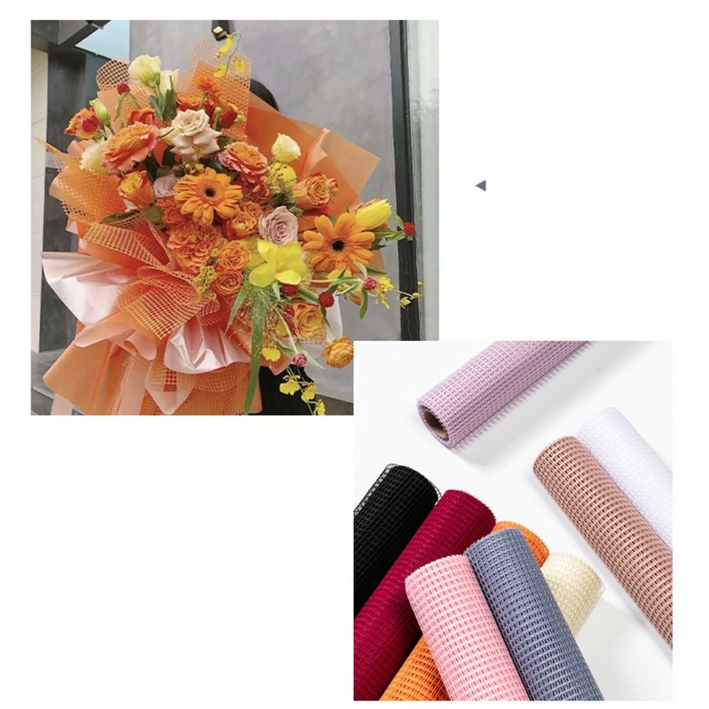Flower Wrap Kraft - 幅50cmの生花用包装紙 DIYハードヤーンメッシュ包装紙 中空フラワーアレンジメント用包装資材