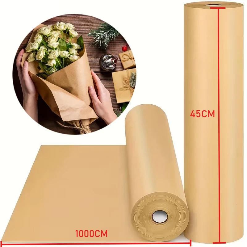 Flower Wrap Kraft - 45 センチメートル * 1000 センチメートルブラウンクラフト包装紙ロール花束ギフト包装 DIY