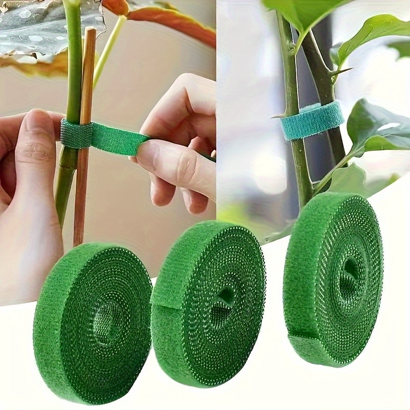 Florist Supp - 2個入り100CM再利用可能な調節可能な植物結束バンド-緑色の柔軟なフックアンドループサポートストラップ、つる植物、花、園芸プランに最適