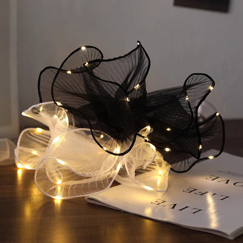 Flower Wrap Kraft - 1 個 LED フラワー包装紙ライトレースメッシュ波糸花屋花束包装装飾結婚式誕生日ギフト