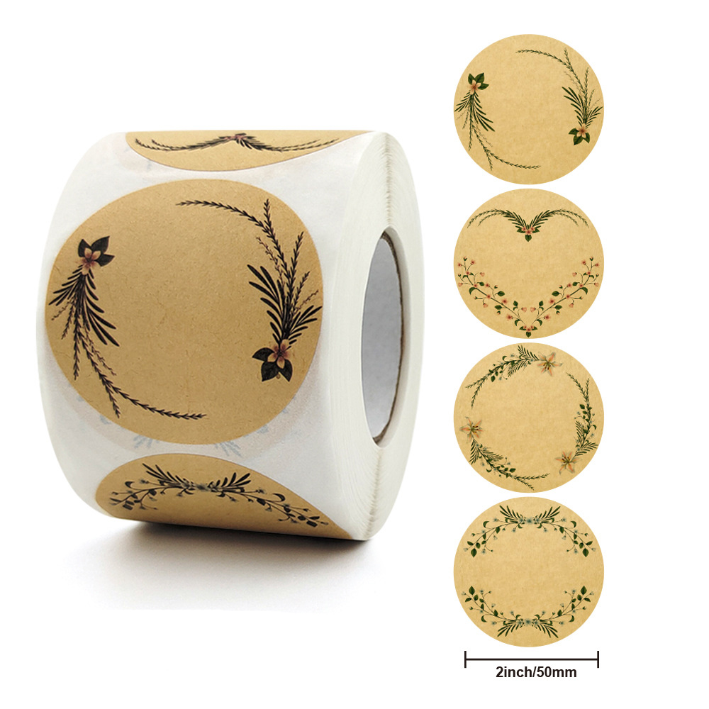 ありがとうラベルステッカー、クラフト紙、花、ギフトカードパッ - Flower Wrap Kraft のレビューと価格