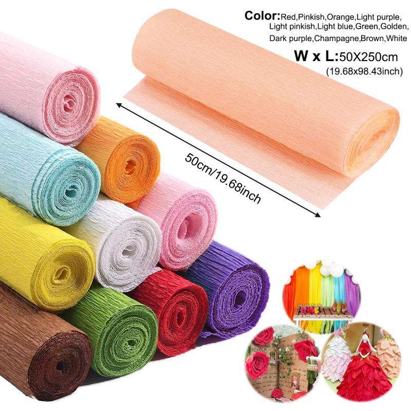 50 × 250 センチメートル色クレープ紙ロール折り紙しわ - Flower Wrap Kraft のレビューと価格