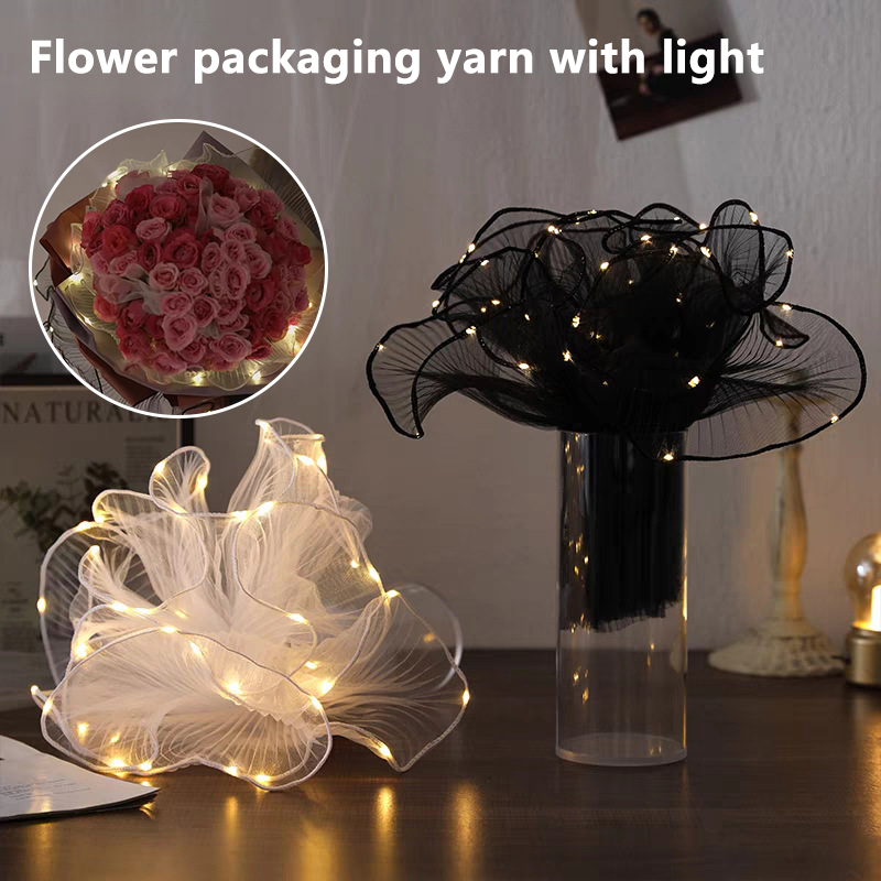 1 個 LED フラワー包装紙ライトレースメッシュ波糸花屋花 - Flower Wrap Kraft のレビューと価格