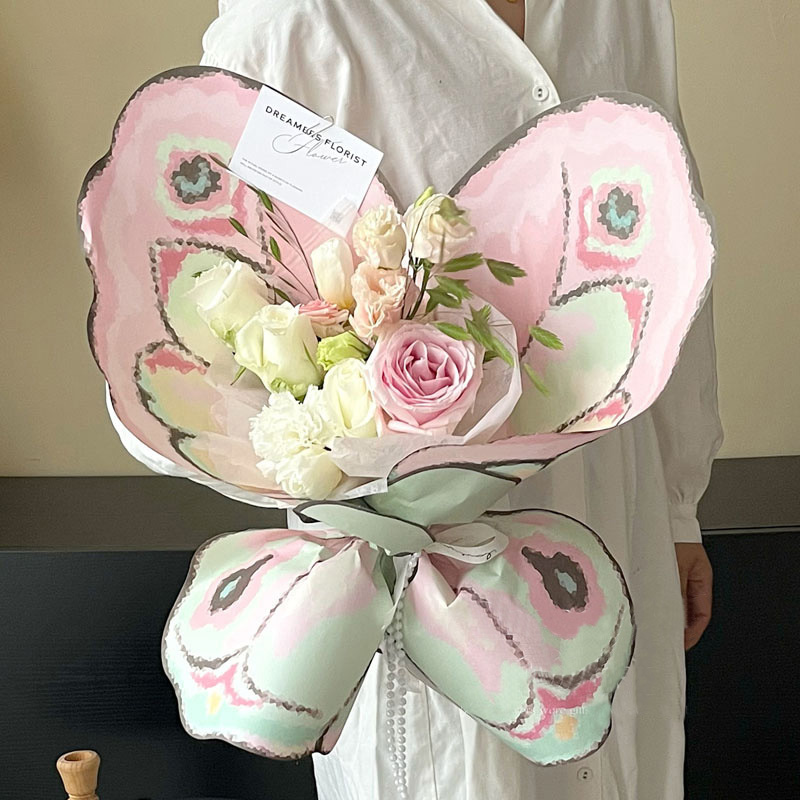 蝶の羽の形をした花束包装紙,透明なクリスタル,日曜大工,結婚 - Flower Wrap Kraft のレビューと価格