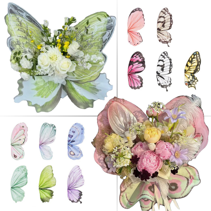 蝶の羽の形をした花束包装紙,透明なクリスタル,日曜大工,結婚 - Flower Wrap Kraft のレビューと価格